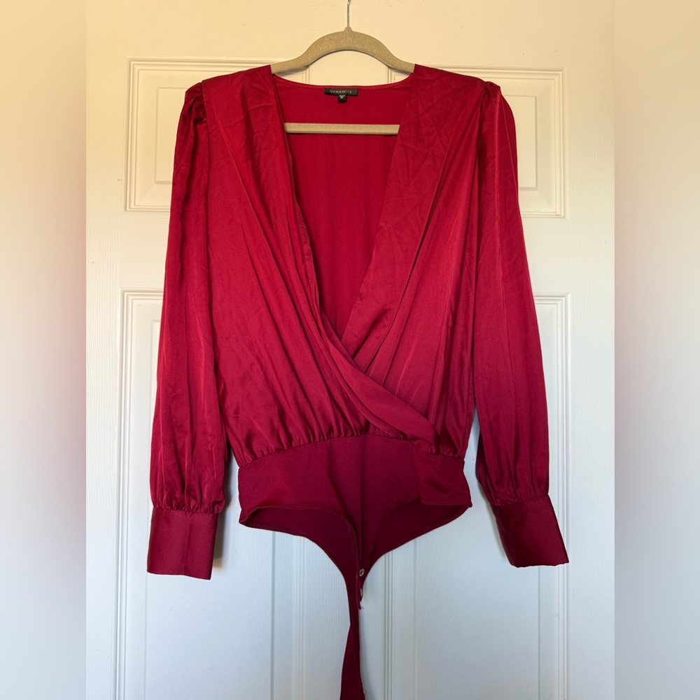 Dynamite Deep Red Wrap Bodysuit